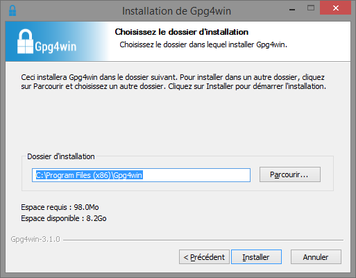 emplacement installateur gpg4win