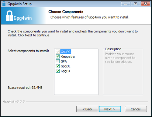 gpg4win installer components